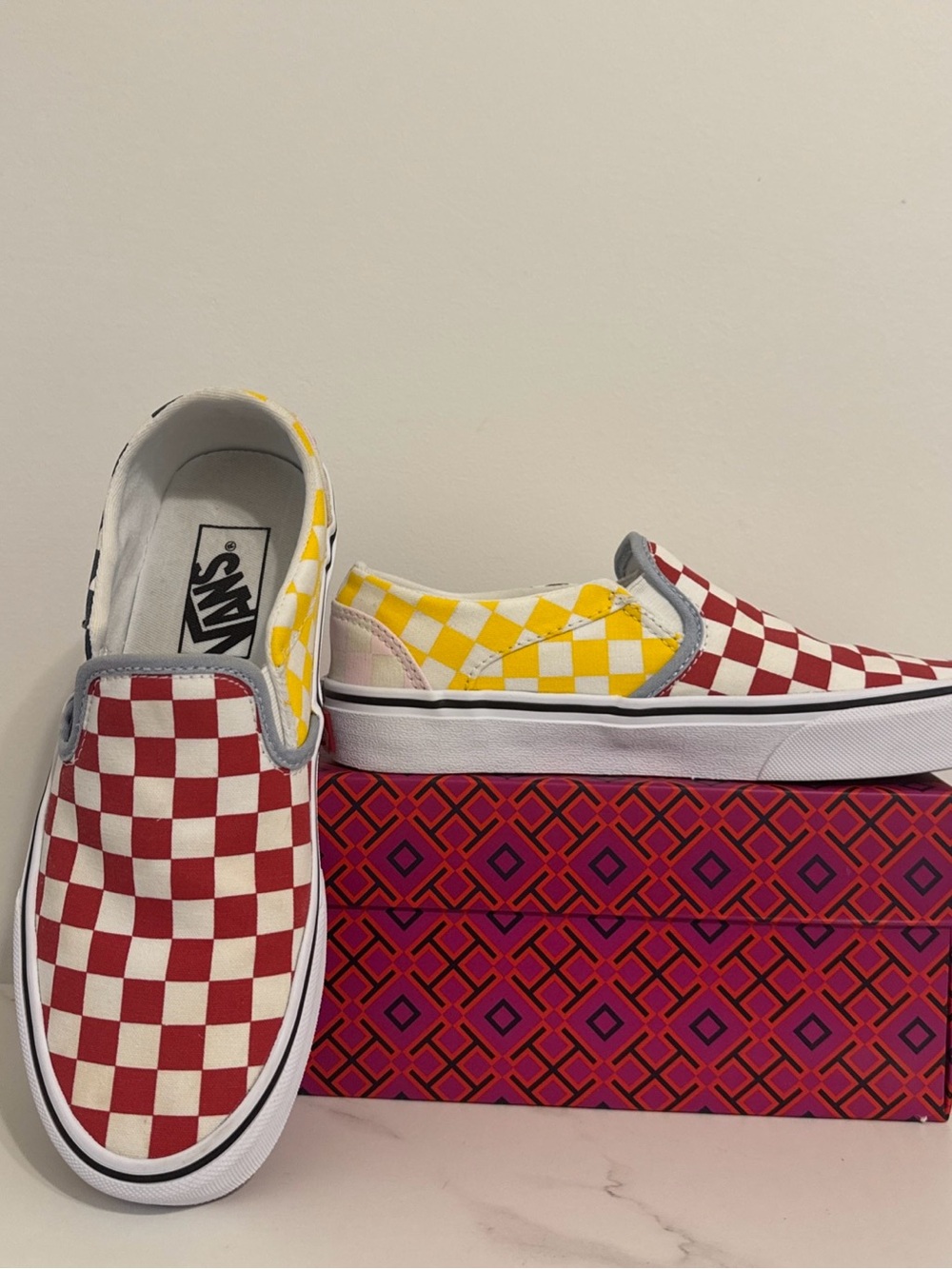 Vans Off The Wall Multicolor Checkerboard Slip On Shoes Size Women 6.5